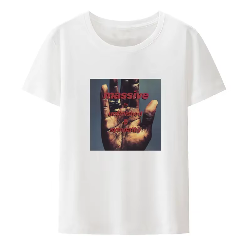 Attaque massive noir blanc imprimé t-shirt créatif Hipster esthétique hauts hommes femmes à manches courtes populaire Punk décontracté Camisetas
