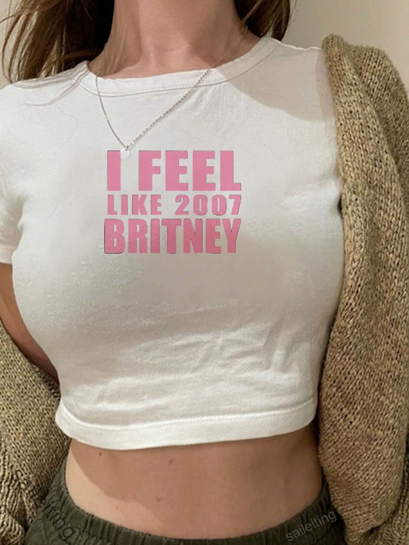 T-shirt court blanc pour femme