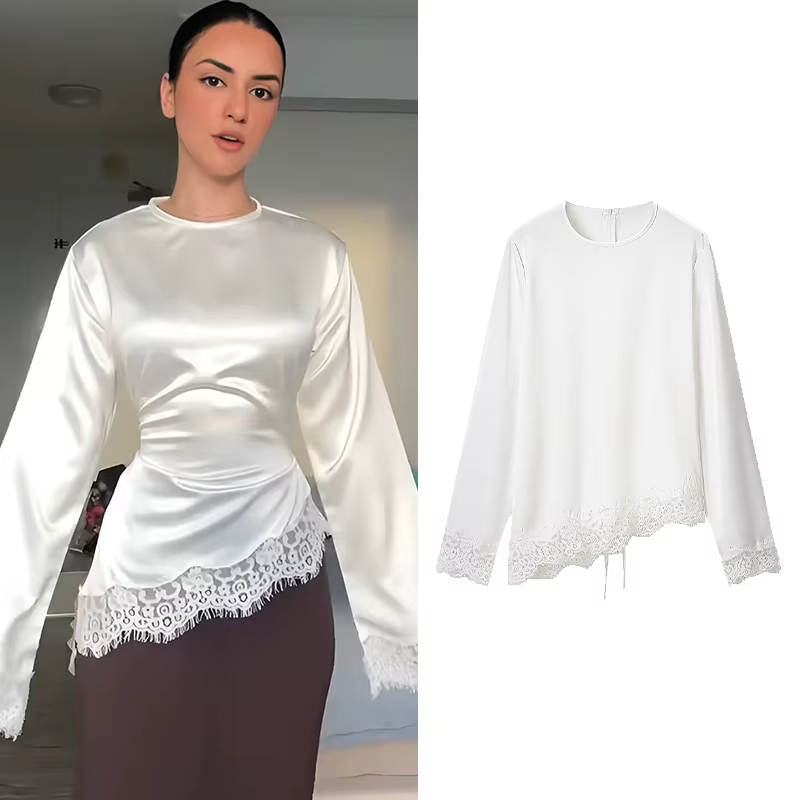 T-shirt en dentelle décontracté pour femme
