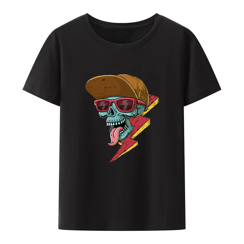 T-shirt unisexe avec impression de patins de crâne drôle