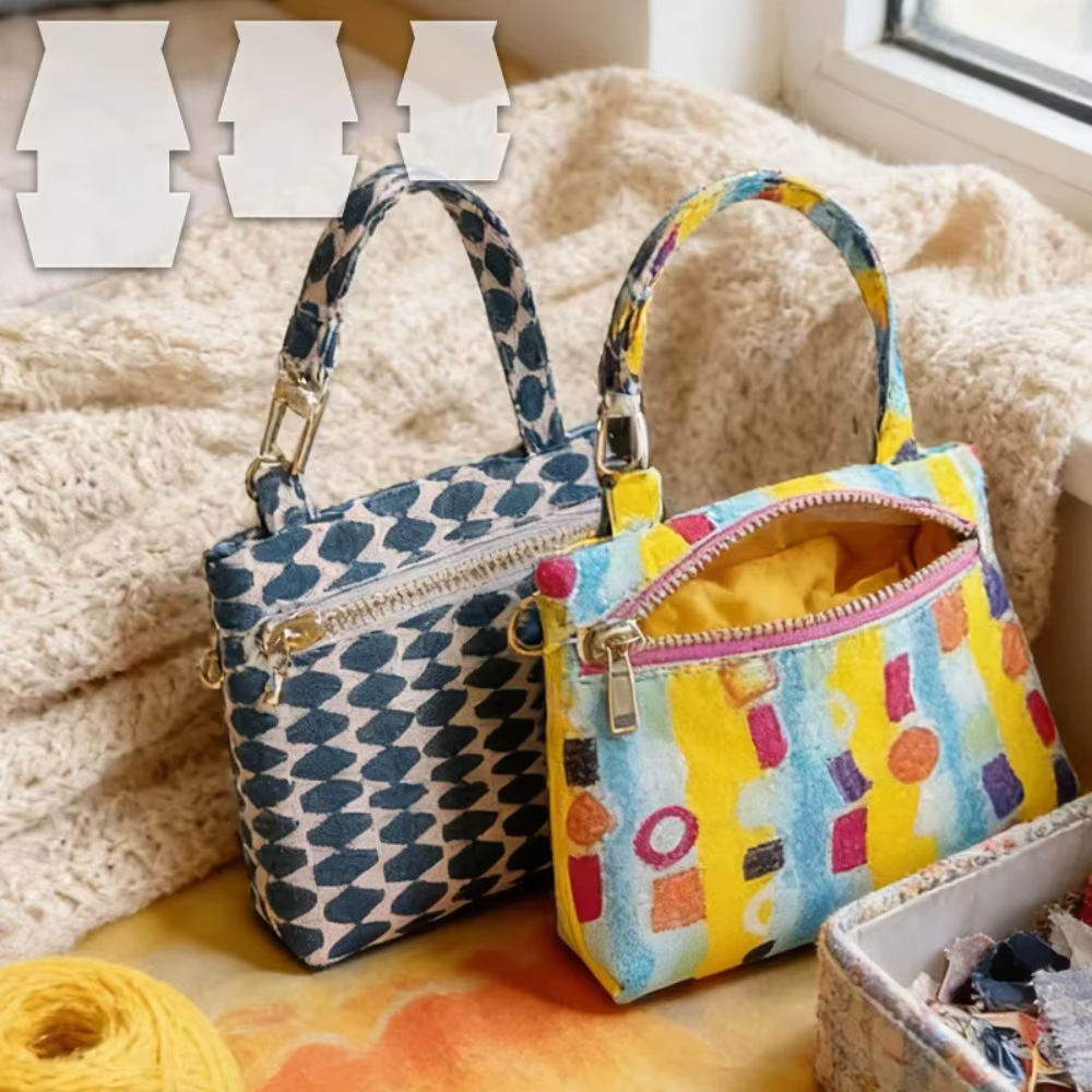 1 pièce – Gabarit de couture transparent en acrylique pour sacs à main – Motifs prépliés avec guides de bordure droite