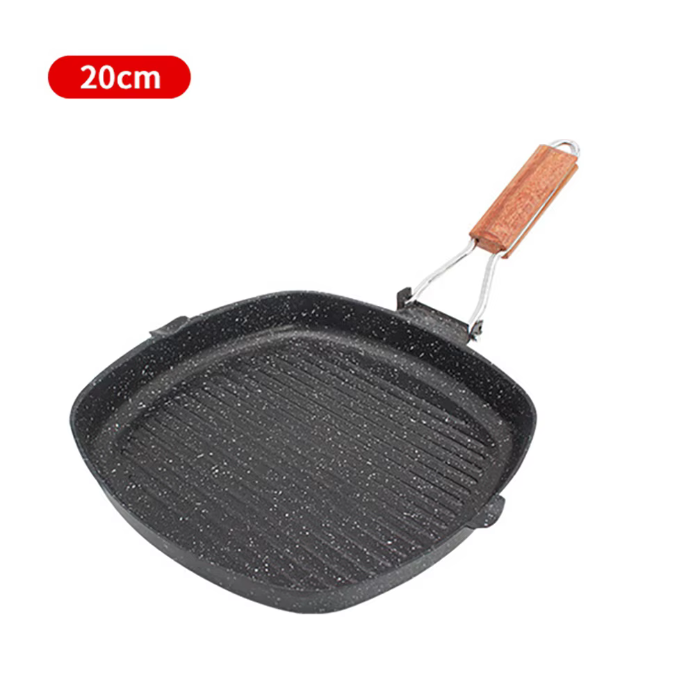 Poêle à steak pliante pour la maison, poêle astronomique plate rayée, poêle spéciale antiarina, cuisinière à induction à gaz pour la friture des steaks, extérieur