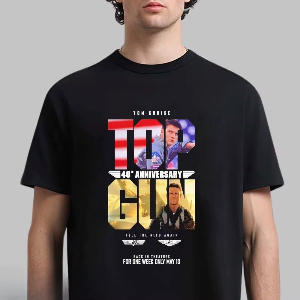 T-shirt pour homme avec graphiques du film Top Gun 40e anniversaire