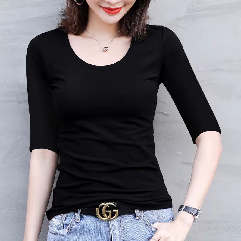 MRMT 2026 Nouveau T-shirt blanc pour femme à manches mi-longues