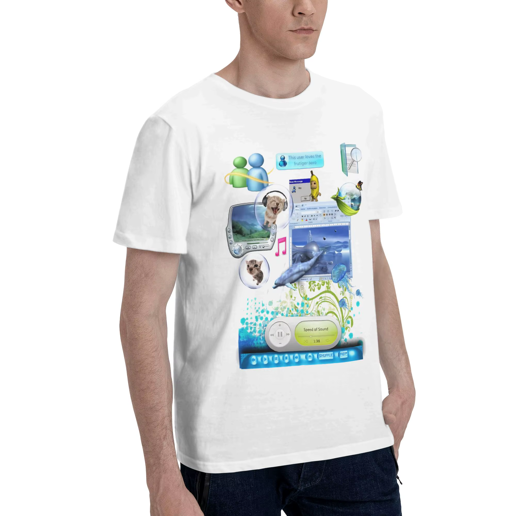 T-shirt imprimé Frutiger Aero World Vaporwave pour hommes et femmes, 100% coton, vêtements à manches courtes