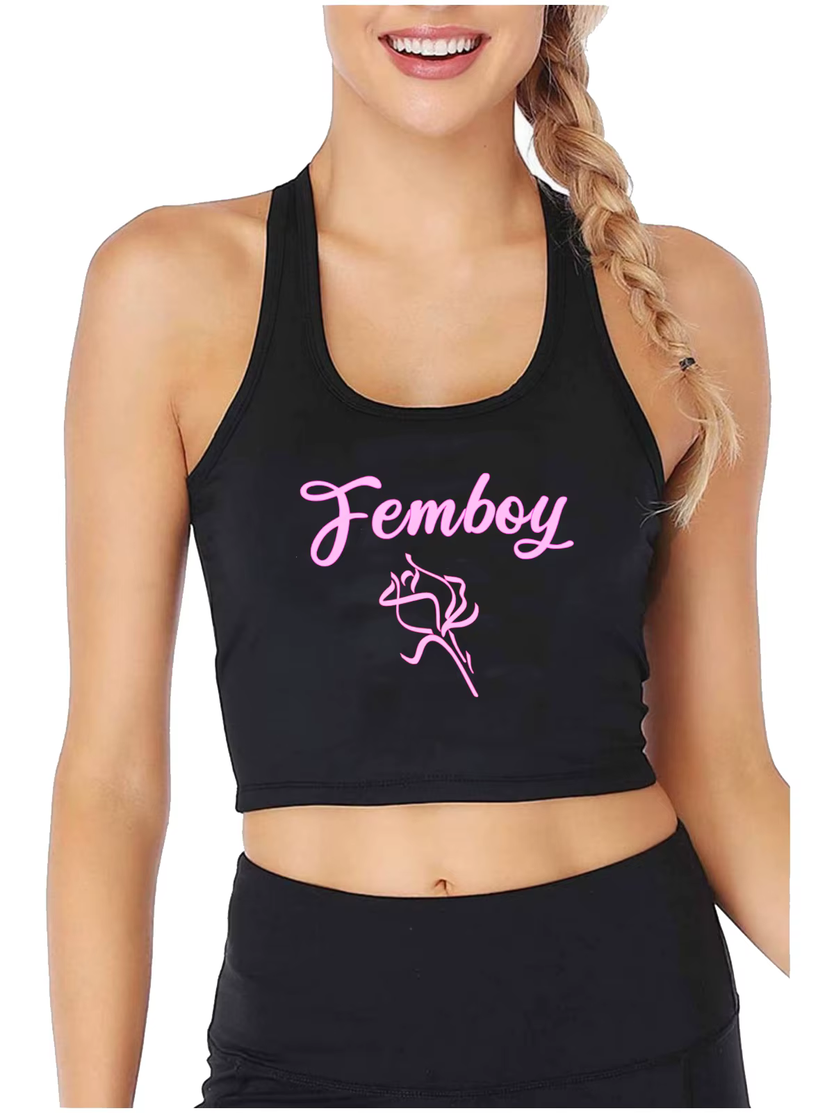 Femboy Rose Grunge Esthetische gothique Y2k débardeur été coton sport Fitness entraînement haut court drôle vilain Camisole