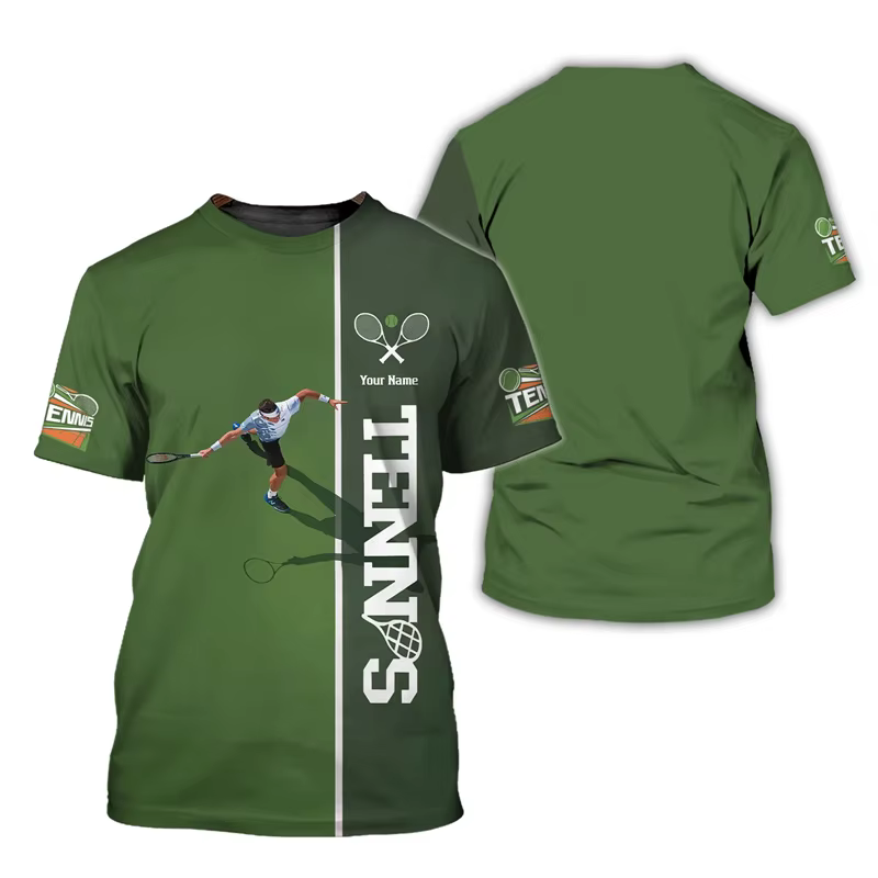 Nom personnalisé Tennis T-shirt hommes 3d imprimé