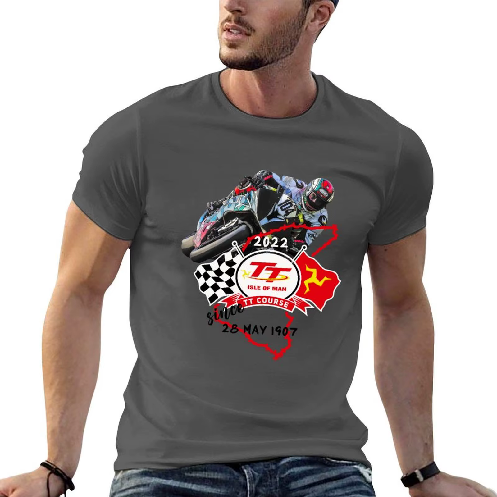 Héros Tt île de Man course T-Shirt homme T-Shirt coton lourd T-Shirt impression personnalisée T-Shirt