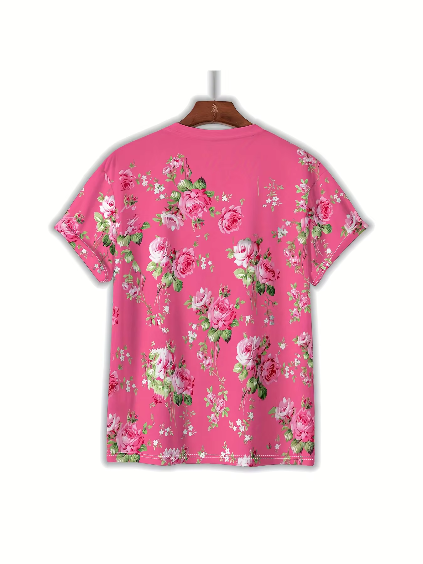 Tee-shirt pour femme – Graphique à motif floral rose