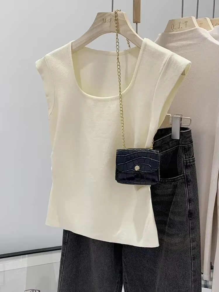 Nouveauté 2026 – Débardeurs rayés tricotés sans manches pour femme – T-shirts courts élastiques et décontractés – Gilets et camisoles ajustés