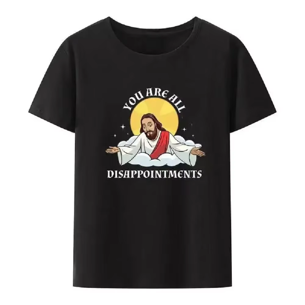 Christian I'll Be Back Funny Jesus Print T Shirt Femmes et Hommes Manches Courtes O-cou Style Cool Y2k Streetwear