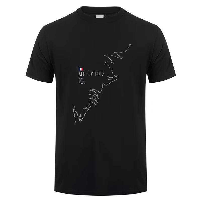 Alpe d Huez en France cyclisme t-shirt été hommes à manches courtes coton