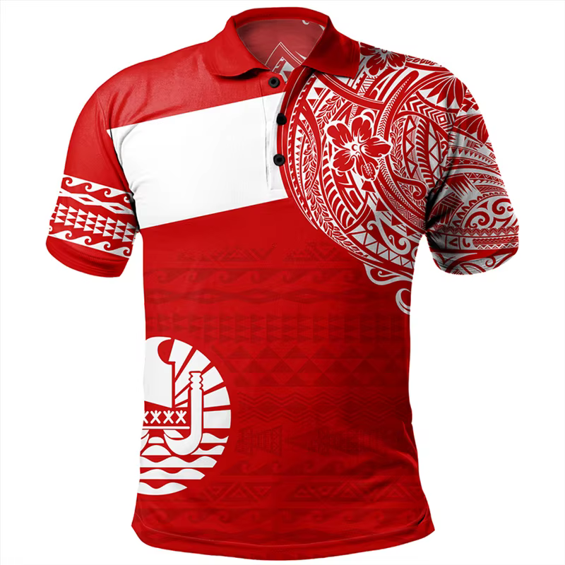 Polo à imprimé 3D de Tahiti pour homme