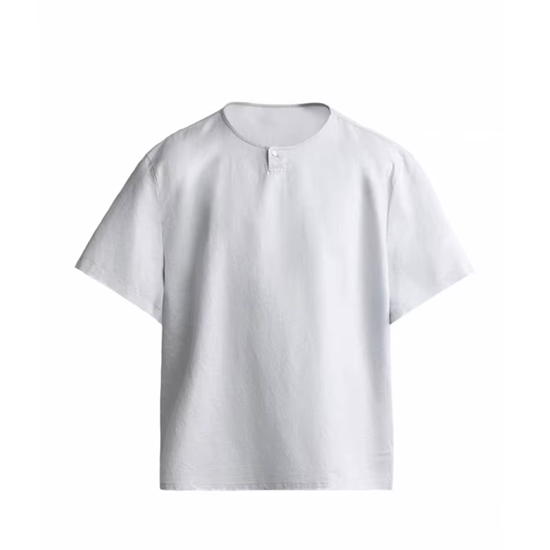 T-shirt Homme Col Rond Manches Courtes en Coton Chanvre Couleur Unie Coupe Ample Haute Qualité Nouvelle Collection 2026