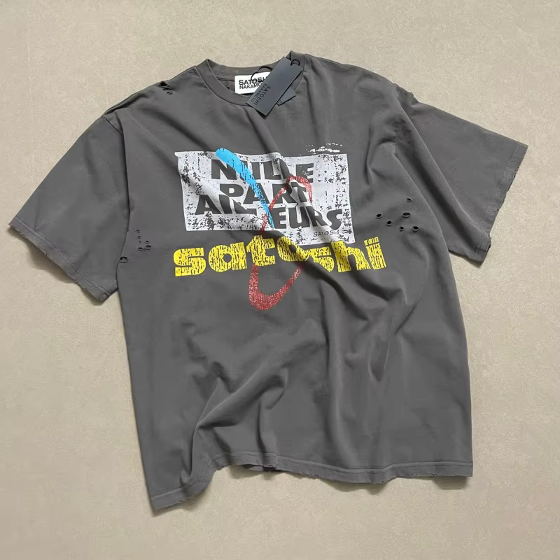T-shirt vintage déchiré pour homme Satoshi Nakamoto