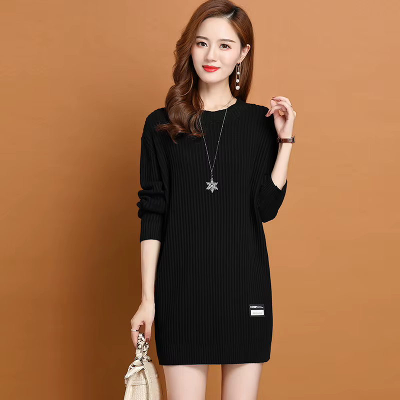 Nouveau mi-long à manches longues col rond femmes Pull nouveaux pulls automne hiver hauts femme