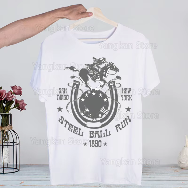 STEEL BALL RUN chemise nouveauté drôle Vintage col rond Gyro Zeppeli Joestar hommes T-Shirt haut
