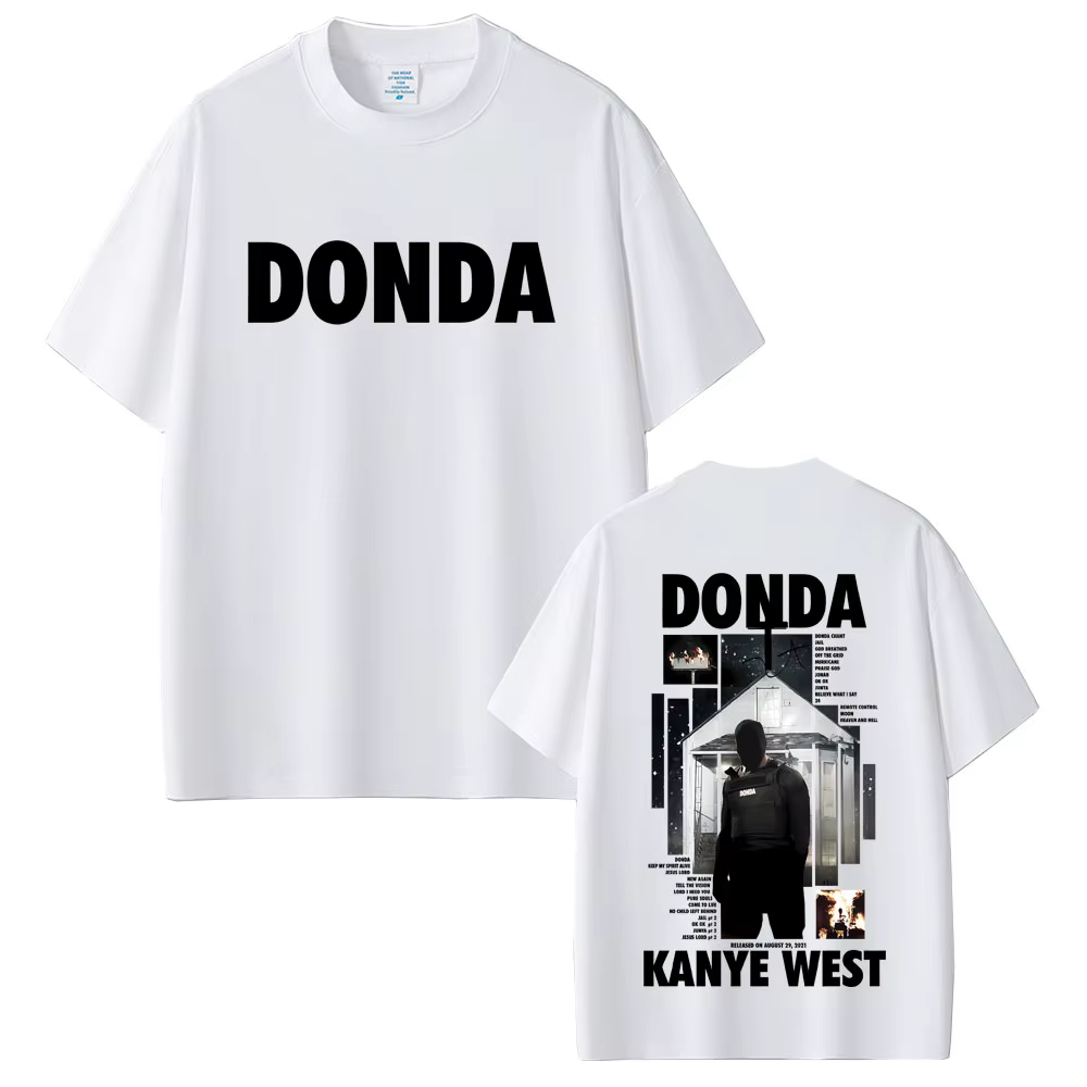 Rappeur Kanye West Donda Double face imprimé T-shirt hommes femmes Hip Hop mode Pop musique T-shirts
