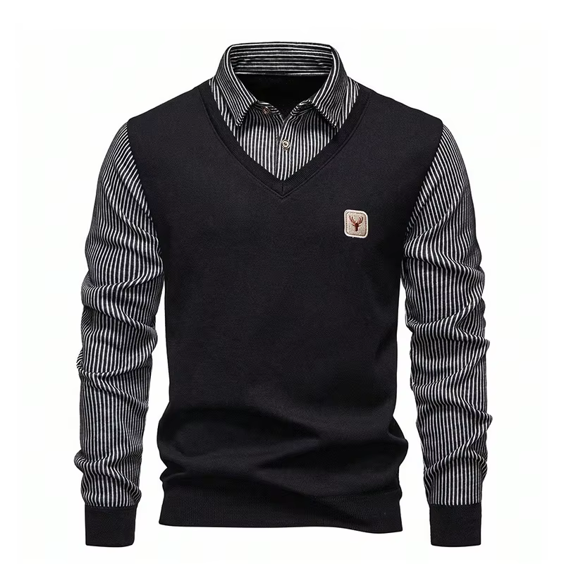 Pull à col polo pour homme, taille US, automne-hiver, rayé, décontracté, en maille jersey, nouvelle collection