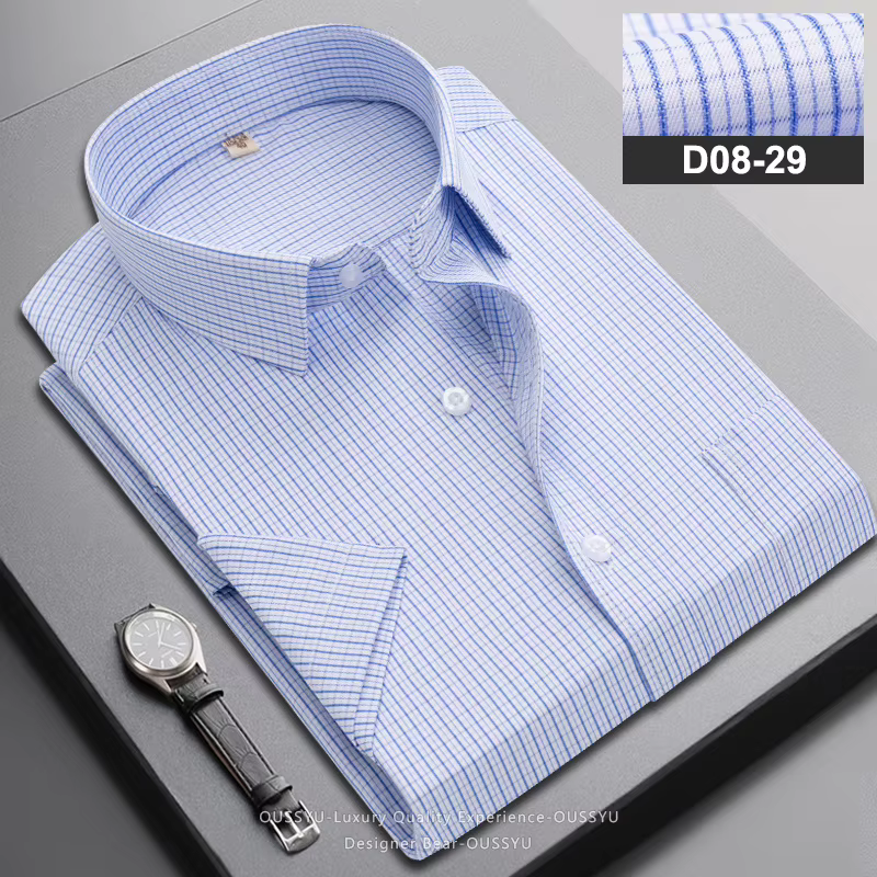 Chemise professionnelle rayée à manches courtes pour homme