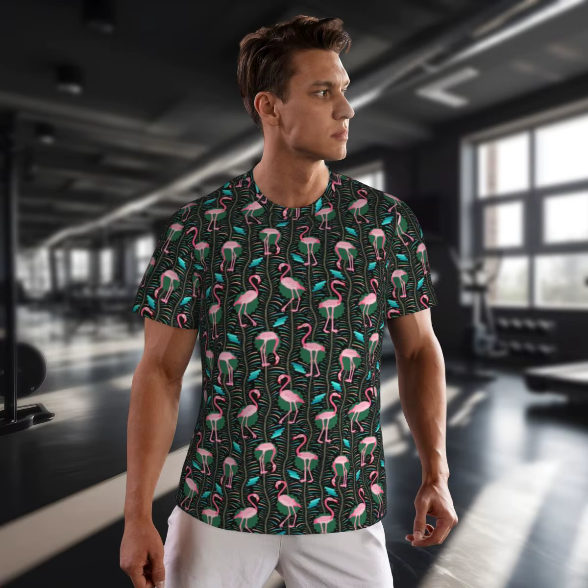 T-Shirt imprimé oiseaux mignons rose flamant Art mode T-Shirts de sport à manches courtes