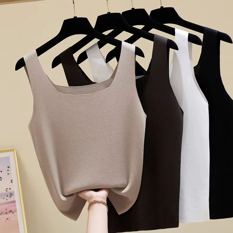 Nouveau débardeur femme col rond blanc et noir