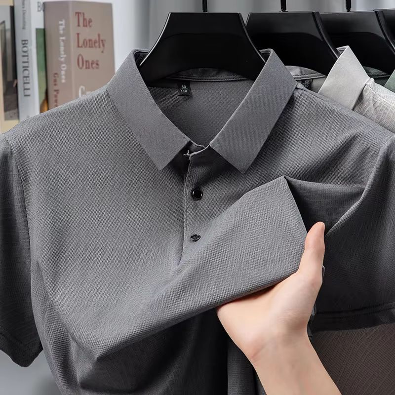 Polo Minimaliste Uni pour Hommes – Tissu Fin – Idéal pour le Quotidien