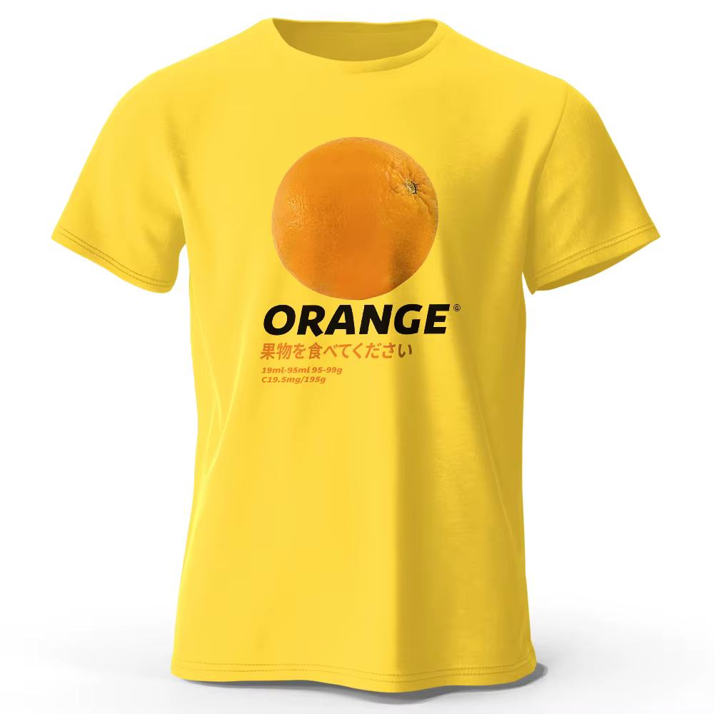 T-shirt imprimé fruits orange – Haut d'été frais et vibrant pour hommes et femmes