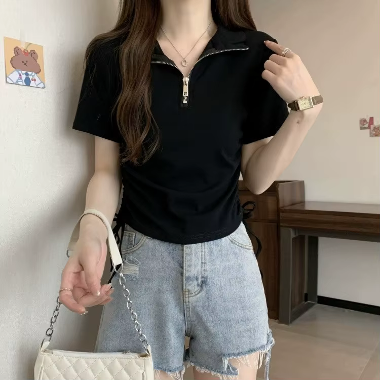 Polo mi-zippé pour femme