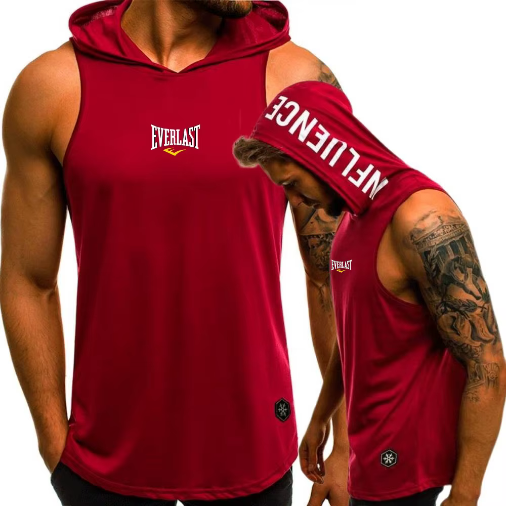 Everlast Gilet décontracté hommes à capuche maillot de corps t-shirt musculation coupe musculaire débardeur gymnase