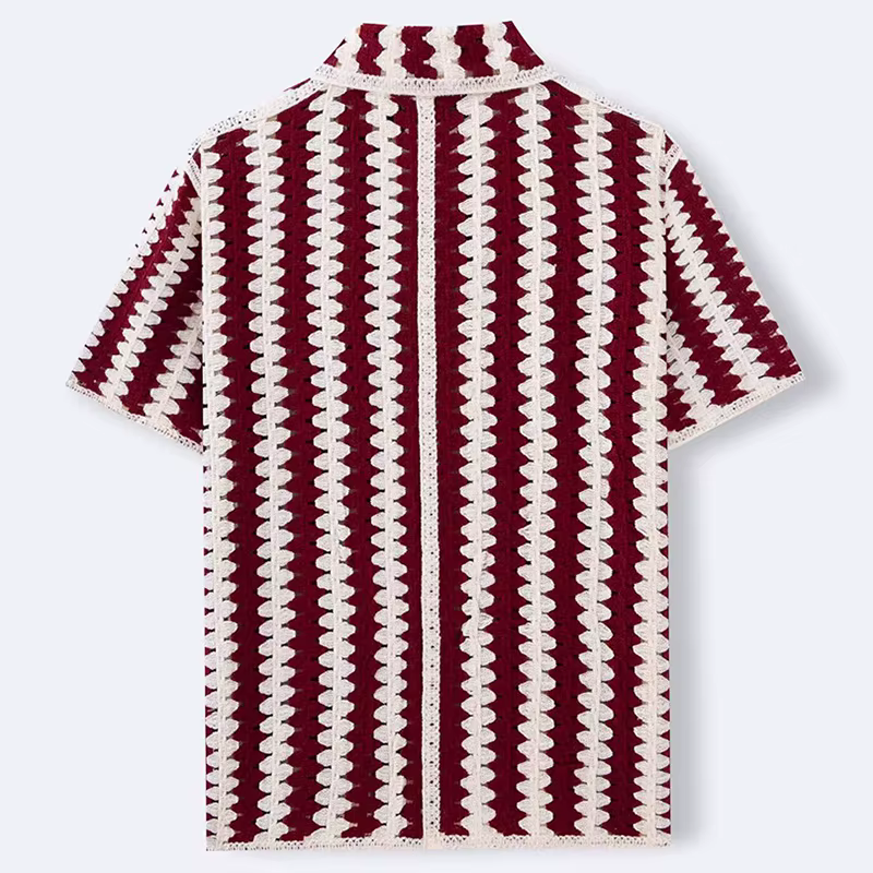 Polo en tricot rayé rétro français pour hommes