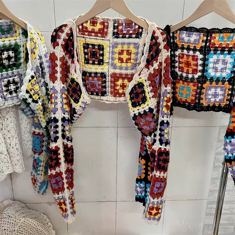 Chemisier court de style bohème pour femme