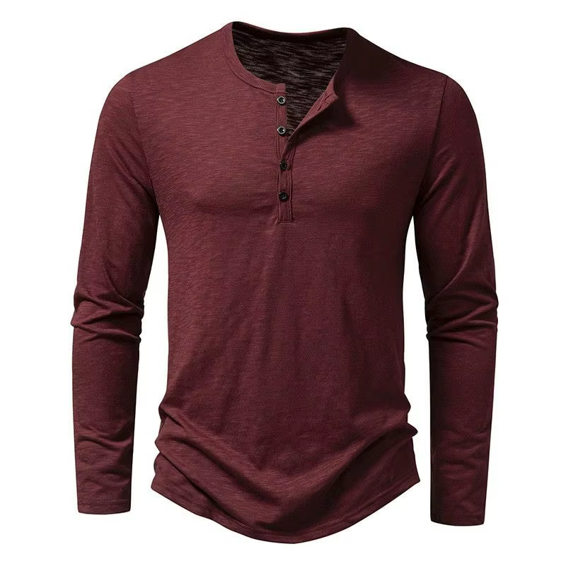 T-shirt Henley à manches longues pour homme