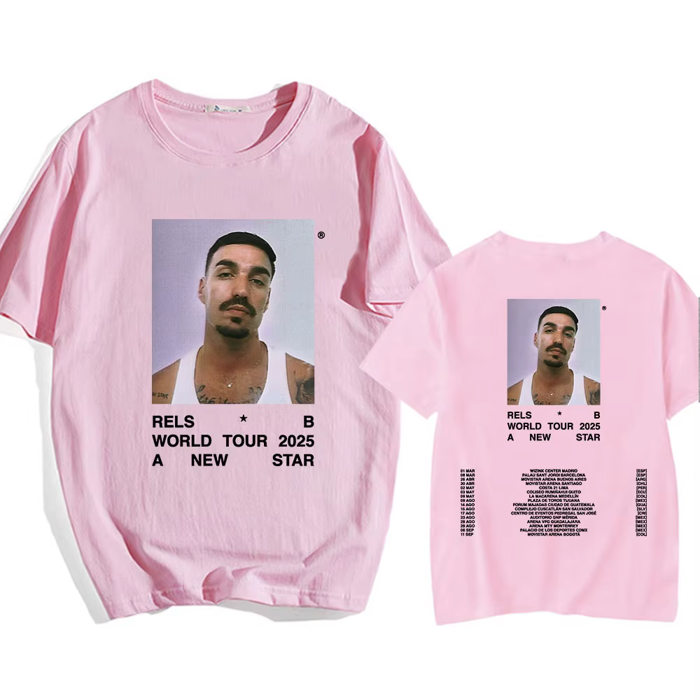 Un nouveau Star World Tour 2025 Rels B t-shirt Hip Hop unisexe Streetwear à manches courtes col rond hommes