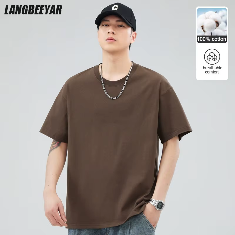 Homme t-shirts 100% coton de haute qualité nouvelle marque d'été hauts classique plaine col rond manches courtes décontracté mode hommes vêtements