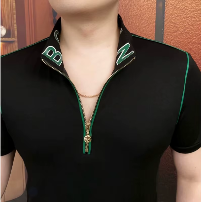 Polo brodé à col pour homme