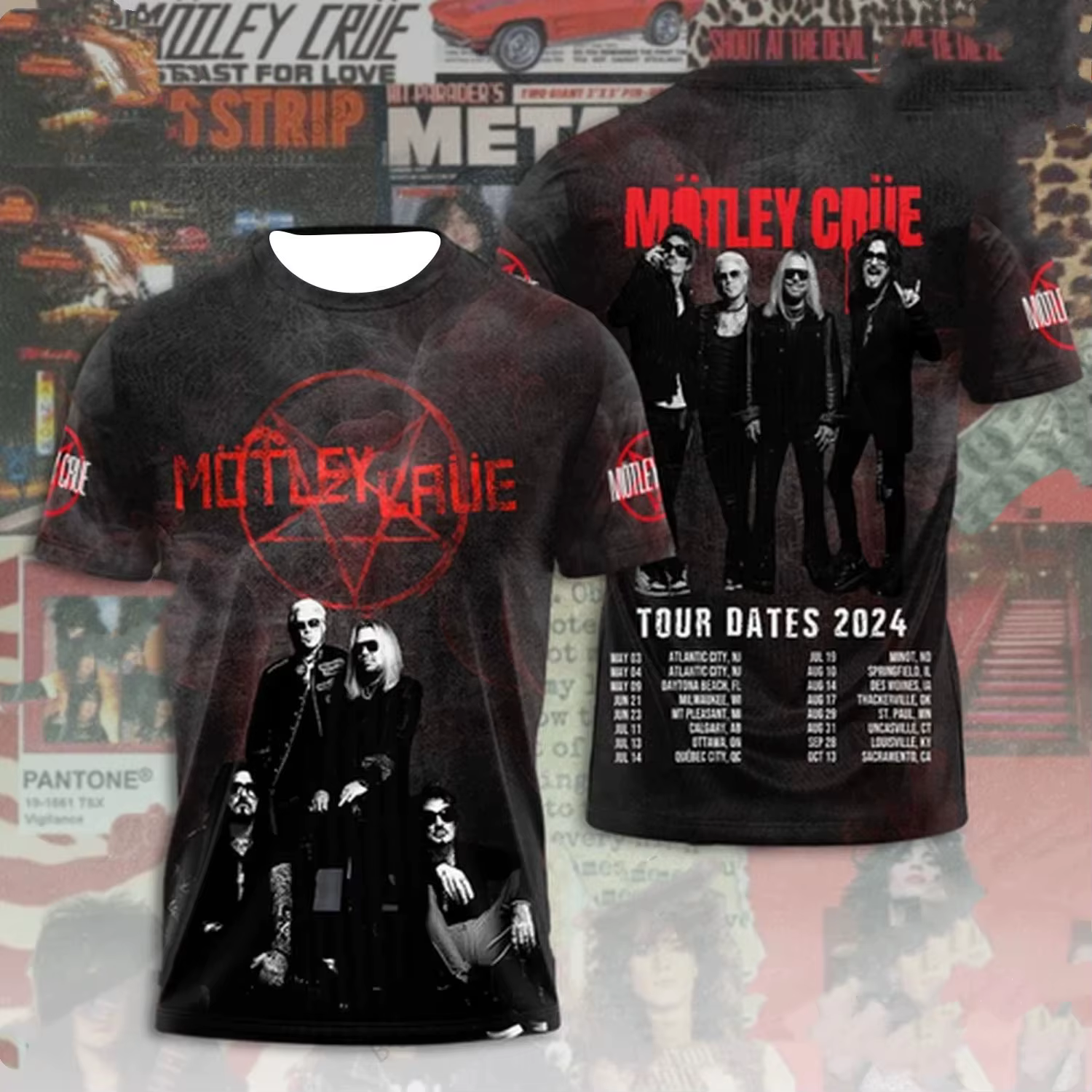 T-shirt imprimé 3D Rock Motley Crue Band pour homme et femme