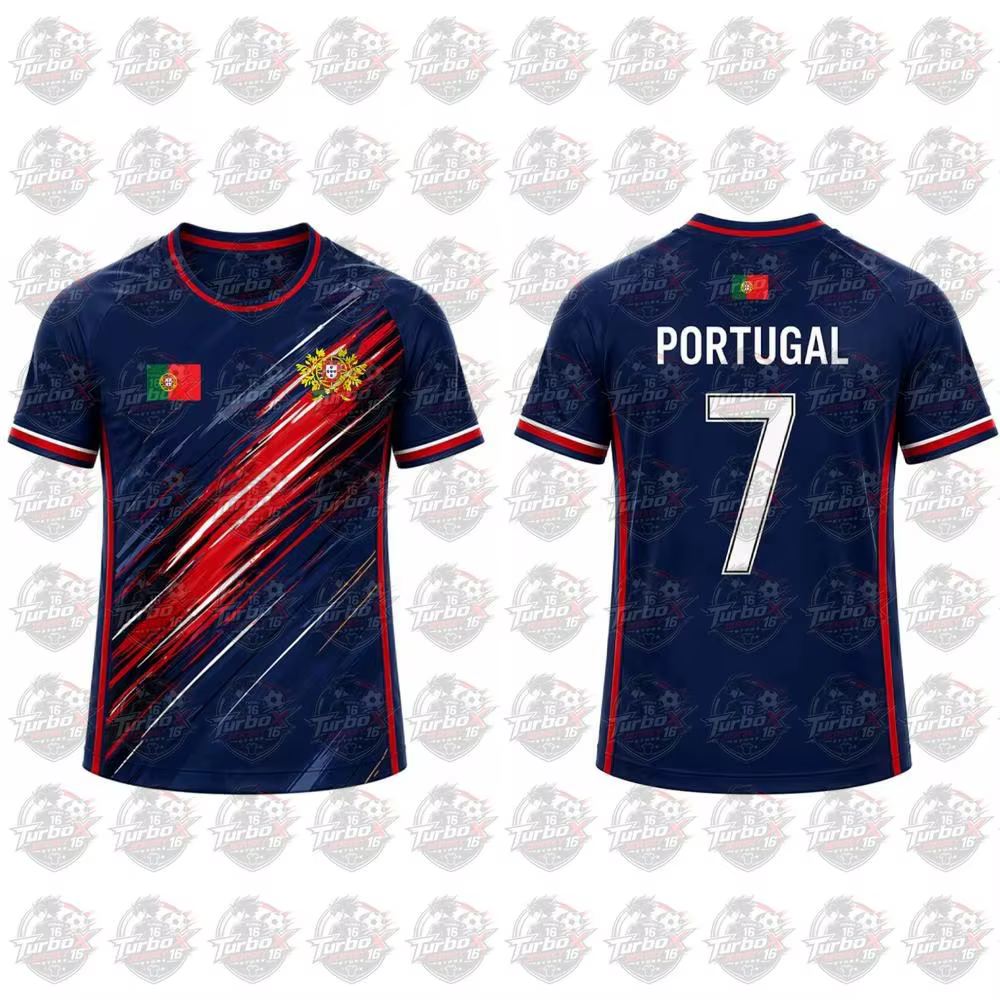 Maillot de football pour homme avec imprimé drapeau du Portugal 2026