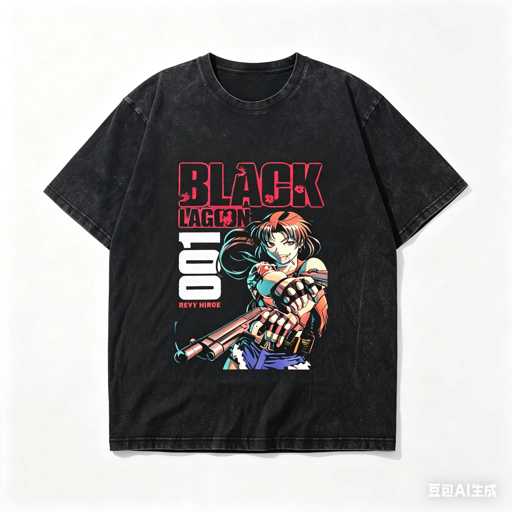 T-shirt noir délavé Black Lagoon