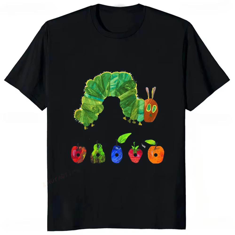 Le chenille très affamée dessin animé imprimé t-shirt Style d'été décontracté mode Couples vêtements Y2K Harajuku unisexe t-shirts