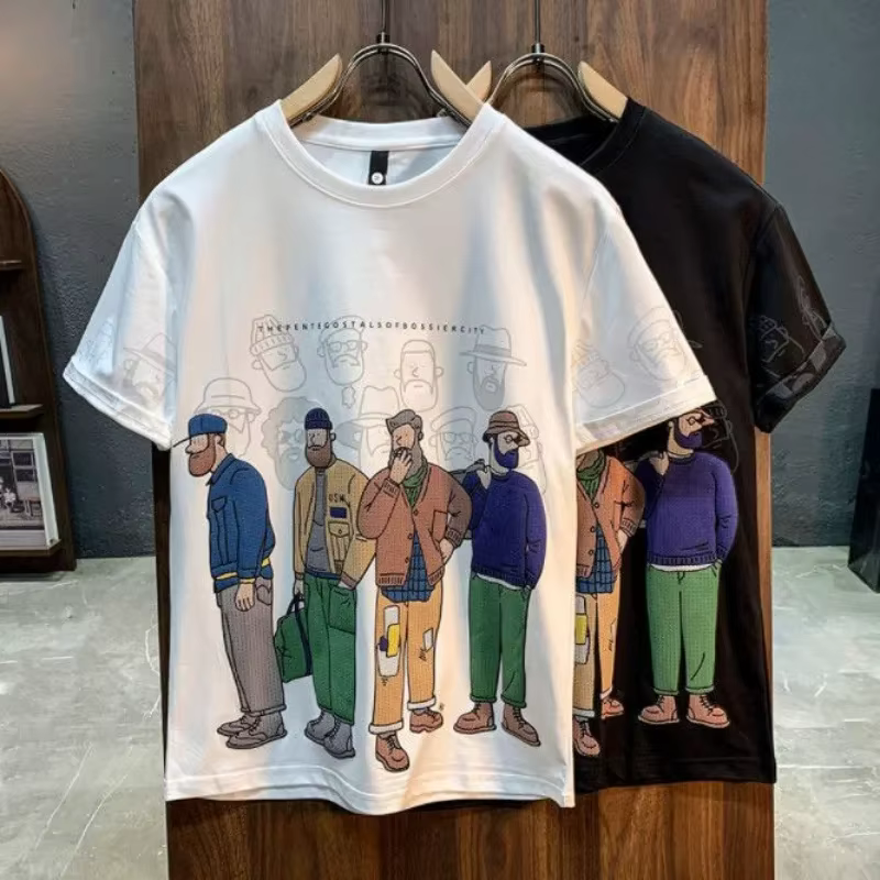 T-shirt vert Kpop pour hommes