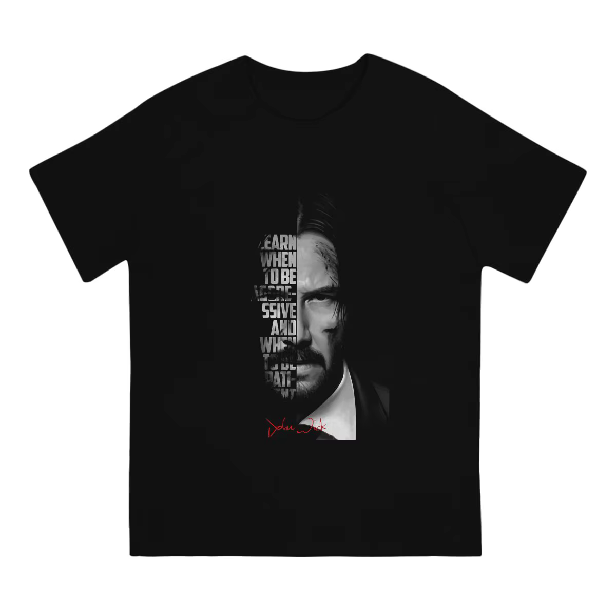 T-shirt noir et blanc John Wick pour hommes