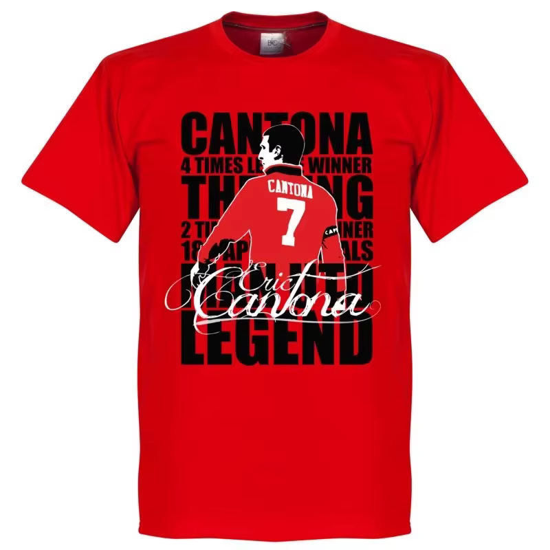 T-shirt de football en coton imprimé pour homme, édition commémorative Cantona 7 du Manchester United, col rond, manches courtes, été