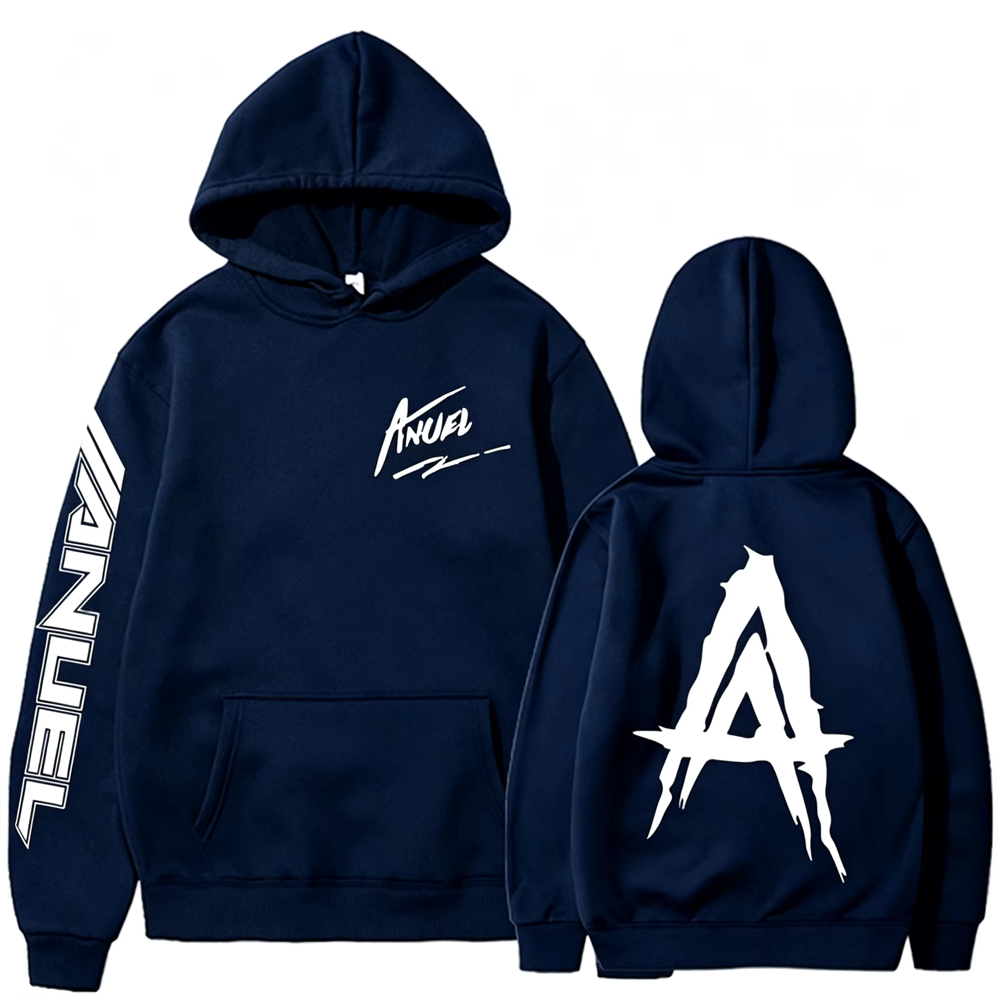 Sweat à capuche unisexe de style hip-hop, avec l’inscription « Anuel AA Real Hasta La Muerte », idéal pour un look streetwear, ample, décontracté, à porter comme pull ou comme haut à capuche.