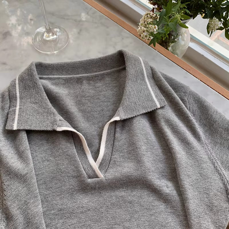 T-shirt à manches courtes tricoté en pur coton pour femmes