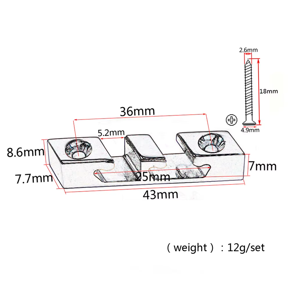 Guide de cordes en alliage de zinc pour guitare basse à 3 cordes