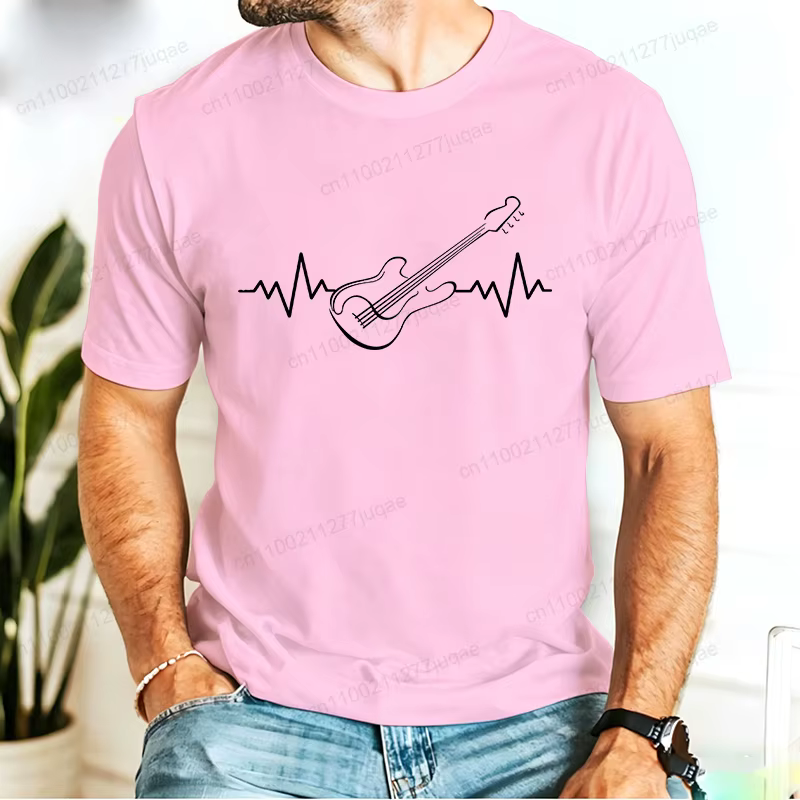 T-shirt pour homme à imprimé guitare Heartbeat