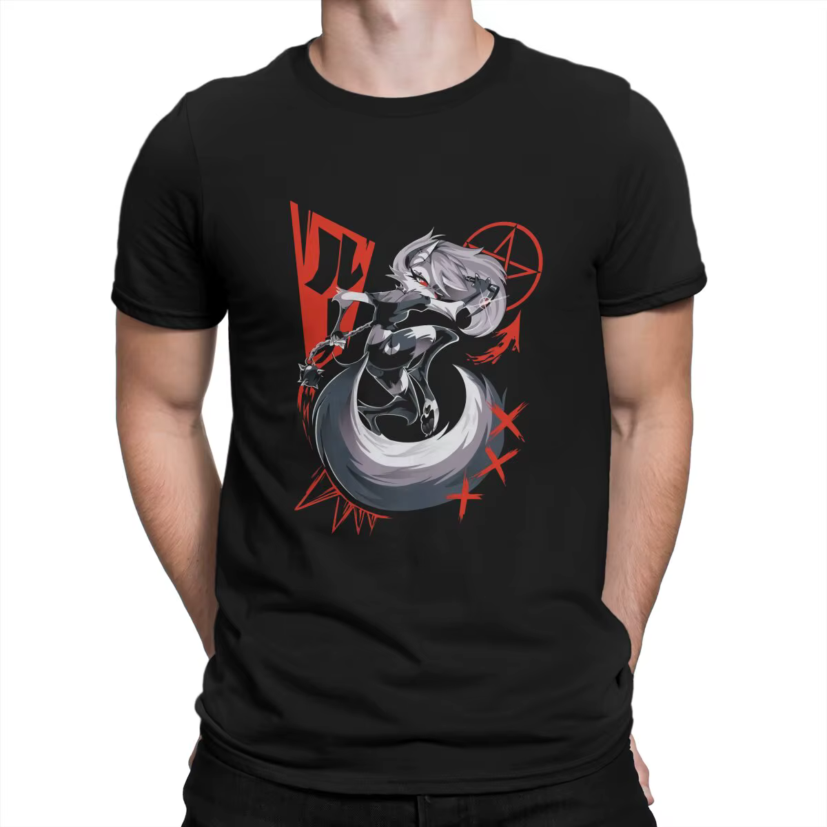 Helluva Boss Anime classique t-shirt graphique hommes hauts Vintage Homme été Polyester Streetwear Harajuku