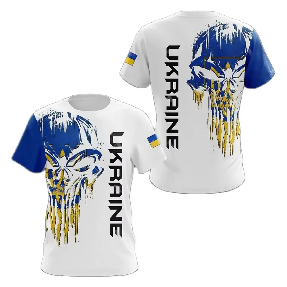 T-shirt Homme Drapeau Ukraine Hauts Camouflage Armée Ukrainienne Manches Courtes Maillot Été Col Rond Oversize