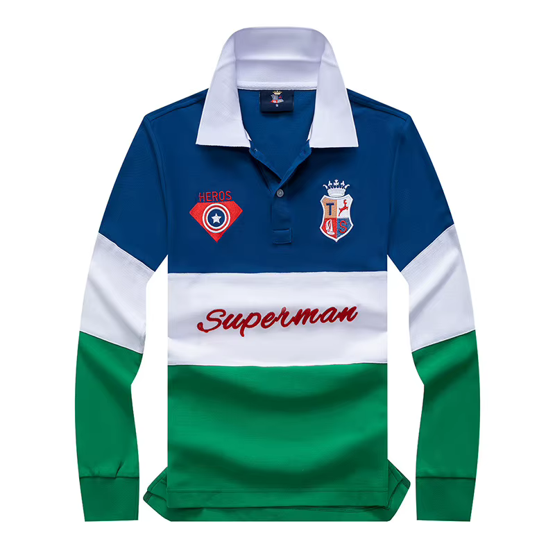 Chemises polo longues en coton 100% pour hommes